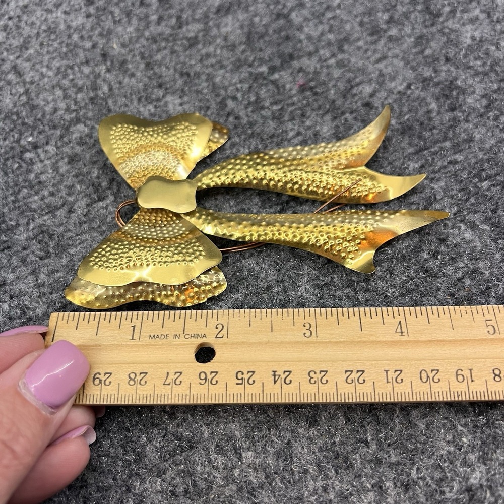 Vtg Home Interiors Trio Set Of 3 Brass Metal Punched Bows 3D Decor Wall Hanging - Picture 8 of 10